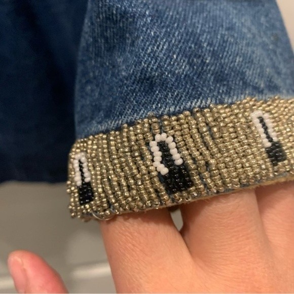 Vintage mixed media wrangler jacket size L. Leather , suede , cotton, beaded - Picture 4 of 13